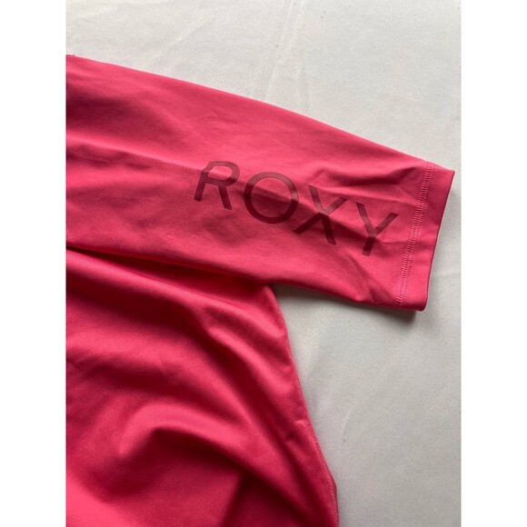 ROXY Rashguard Large Adult Pink Whole Hearted Short Sleeve Spellout Swim Womens - Picture 4 of 6